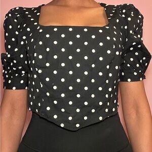 Topshop Polka Dot Blouse | Black & White Pattern | Feminine / Chic Everyday Top
